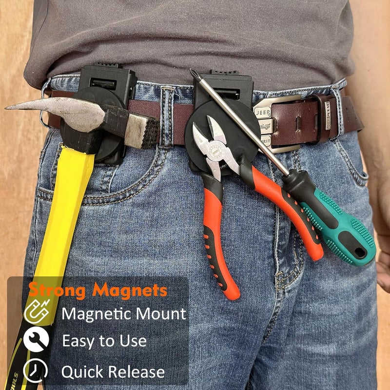 MUTUACTOR Tool Holster Belt Clip,Heavy-Duty Magnetic Tool Holder for Belt Clip,Anti-Slip Strong Magnetic Clips Tool Belt Accessories for Hammer Screwdrivers Adjustable Wrench Heavy Tools Hardware - Image 5